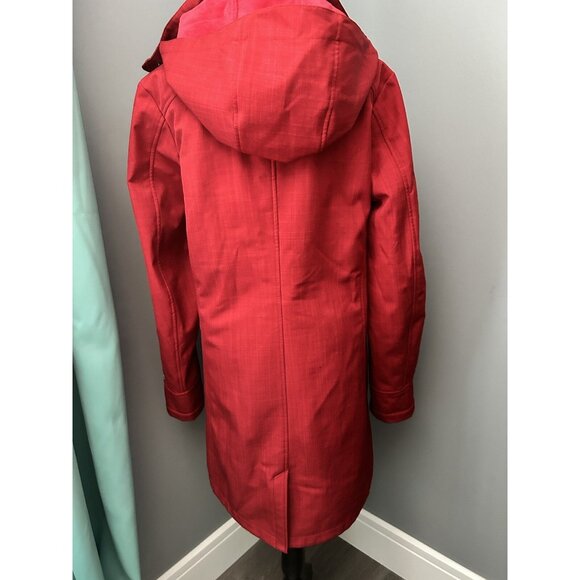 women’s L red Cloudveil coat hooded Large light warm jacket trench shell - Picture 5 of 10